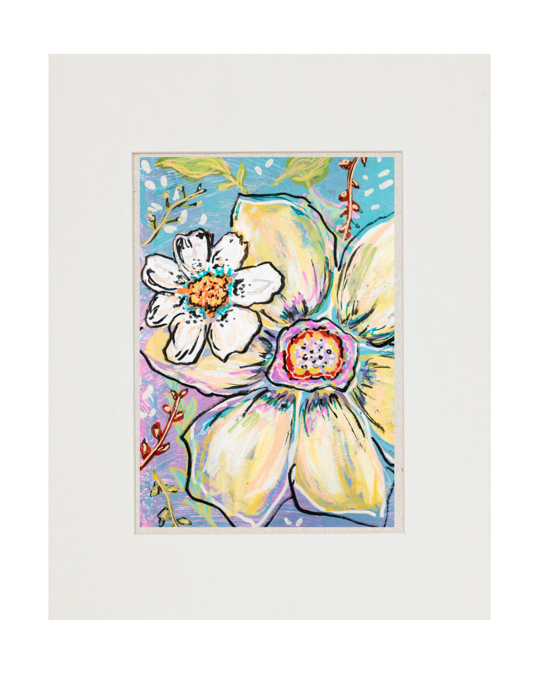 "Whimsy Flowers" - 8x10 Matted Painting